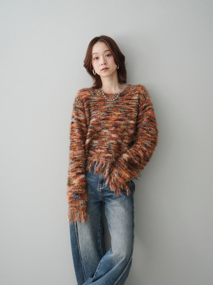 [SET]裾フリンジミックスヤーンシャギープルオーバー+裾フリンジミックスヤーンシャギープルオーバー(2set)