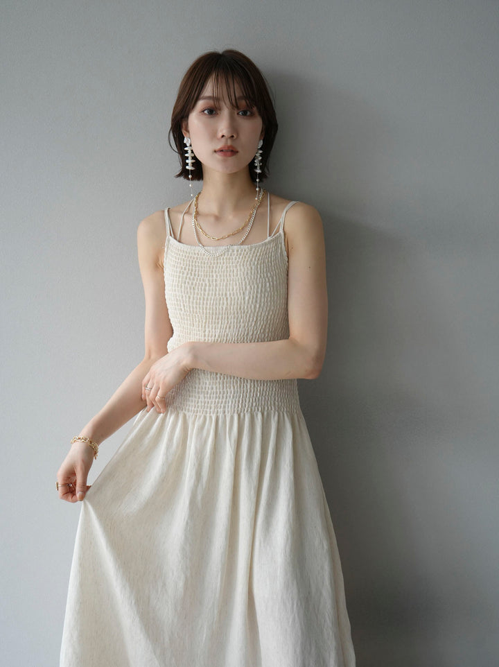 [Pre-order] Gathered camisole dress/ivory