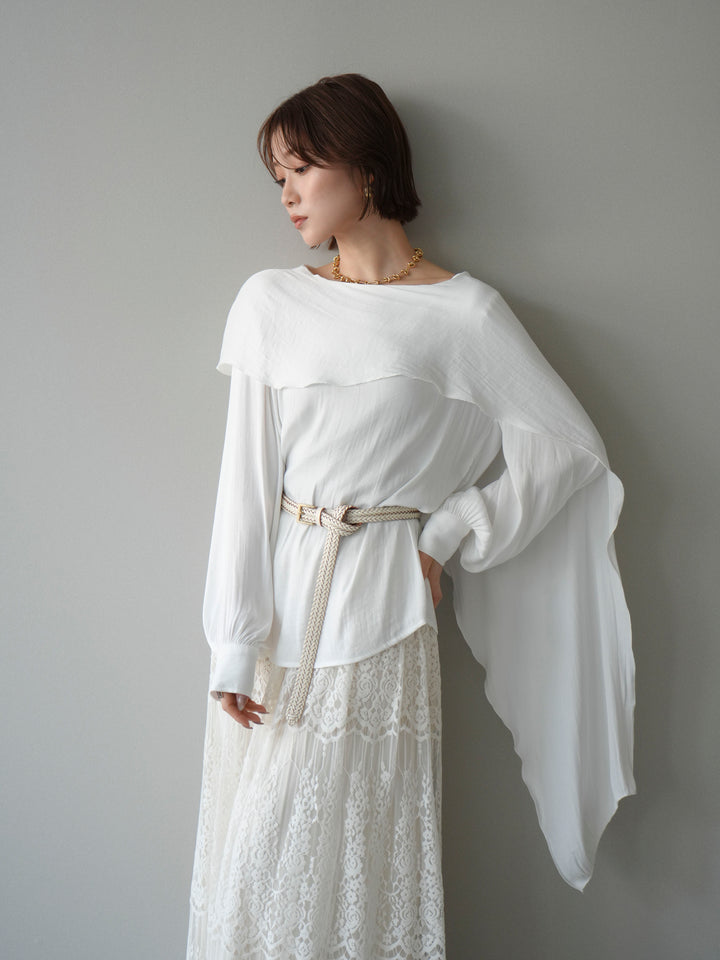[予約]シルキードレープブラウス/white