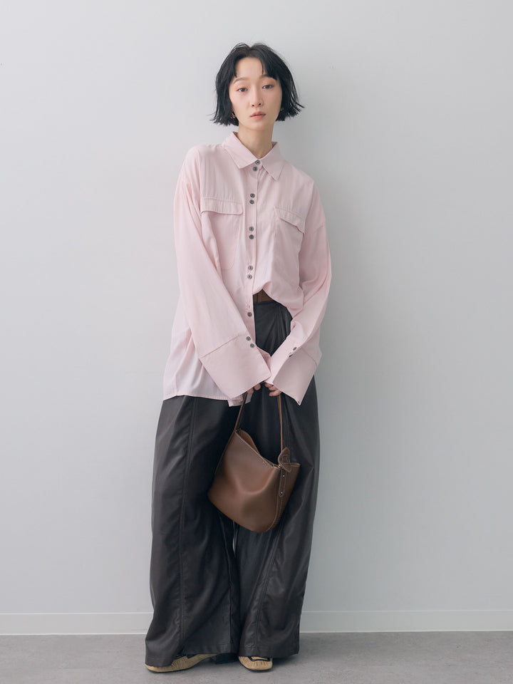 [SET]フェイクレザーワイドパンツ+フェイクレザーワイドパンツ(2set)