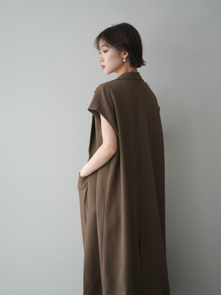 [予約]フレンチスリーブロングジレ/brown