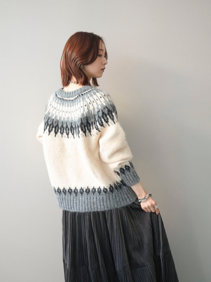 [SET]トグルボタン求心柄ニットカーディガン+選べるアクセセット(2set)