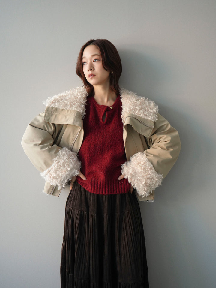 [SET]プードルファーダウンジャケット+ベロアティアードワッシャースカート(2set)