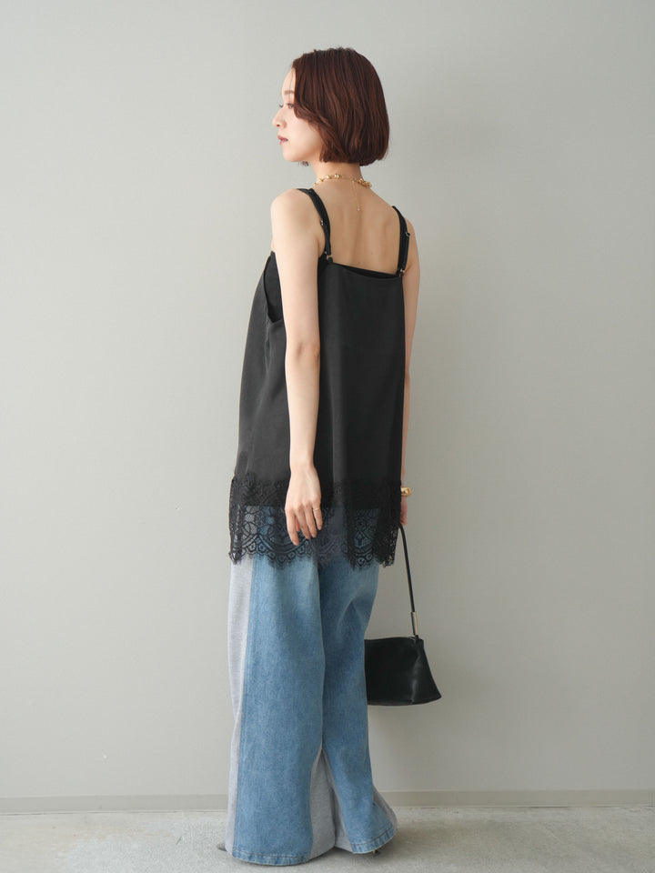 [予約]デニム切替スウェットパンツ/gray