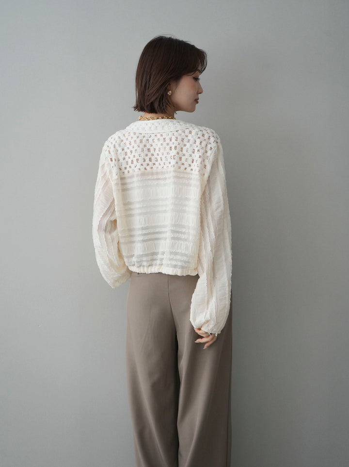 [SET]パッチワークシアーフリルブルゾン+パッチワークシアーフリルブルゾン(2set)