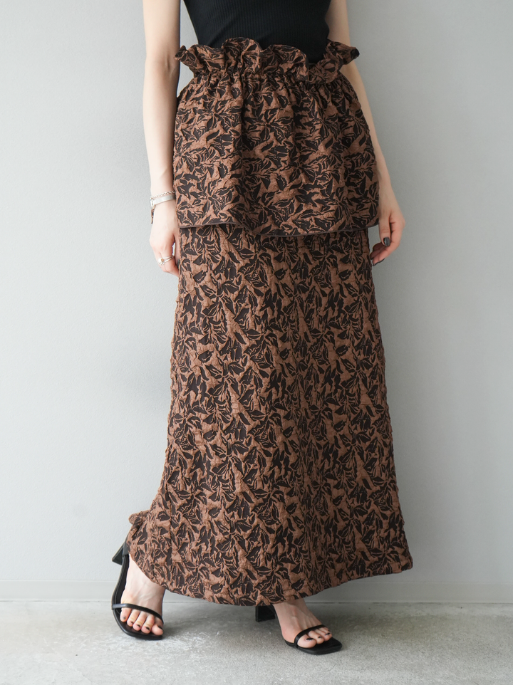 [予約]膨れジャガードマルチWAYスカート/ブラウン