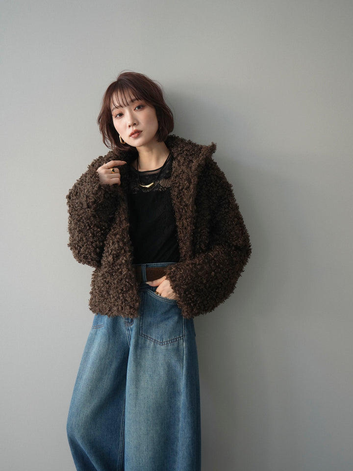 [予約]プードルファーミドルスタンドブルゾン/brown