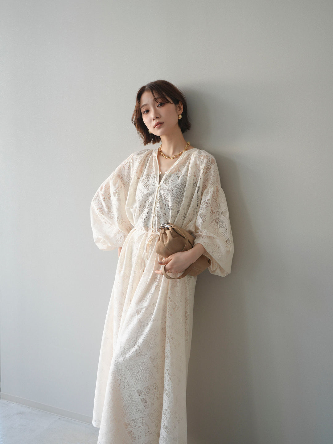 [SET]シアーレースロングガウン+シアーレースイージーパンツ(2set)