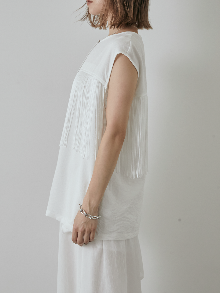 [予約]フリンジノースリブラウス/オフ