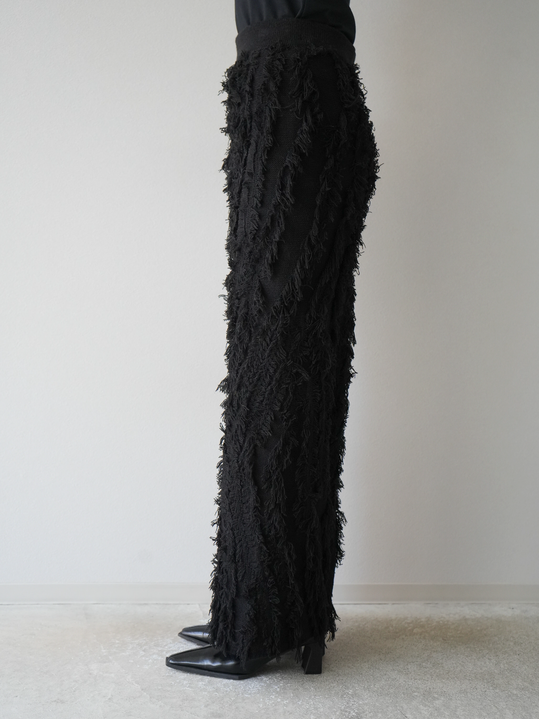 [予約]ミックスフリンジニットスカート/ブラック