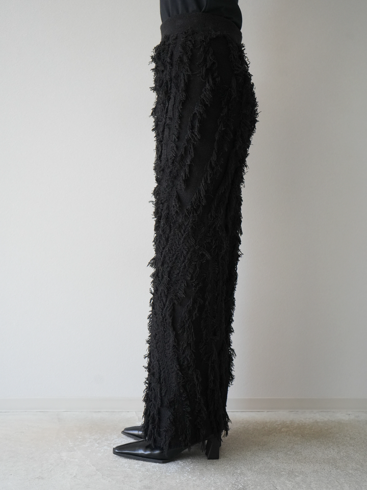 [予約]ミックスフリンジニットスカート/ブラック