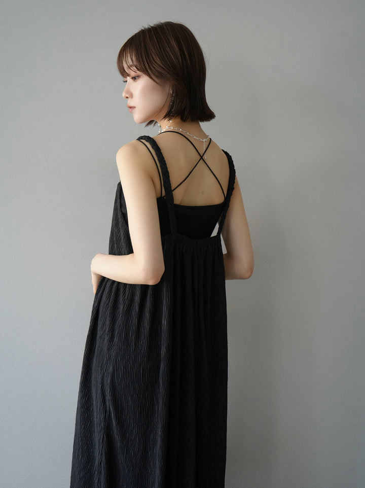 Willow braided string cami dress/black