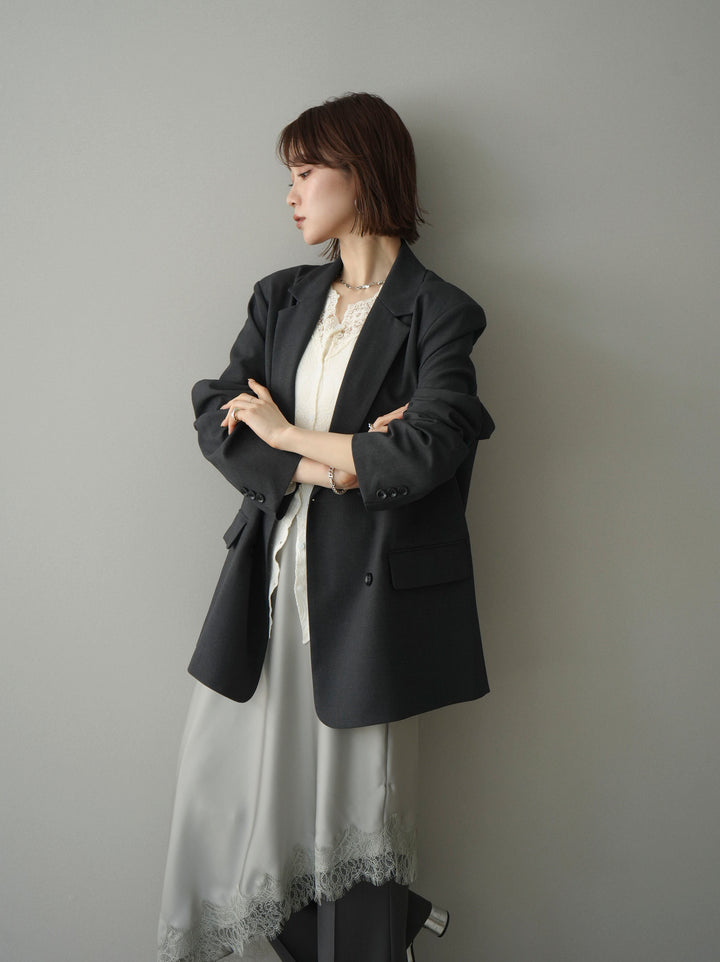 [SET]ダブルブレストオーバージャケット+選べるアクセセット(2set)