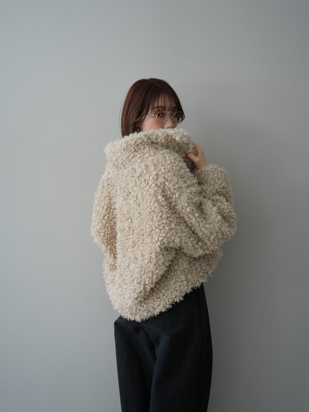 [予約]プードルファーミドルスタンドブルゾン/ivory