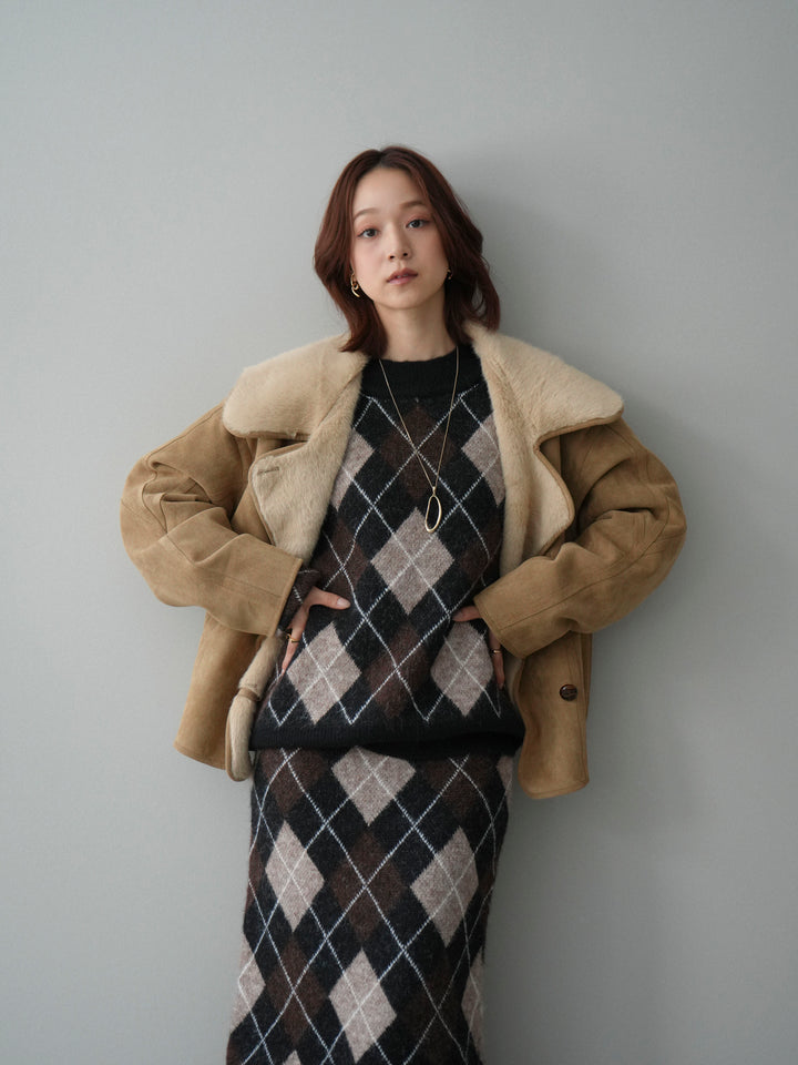 [SET]アーガイルニットプルオーバー&ロングスカートSET UP+アーガイルニットプルオーバー&ロングスカートSET UP(2set)