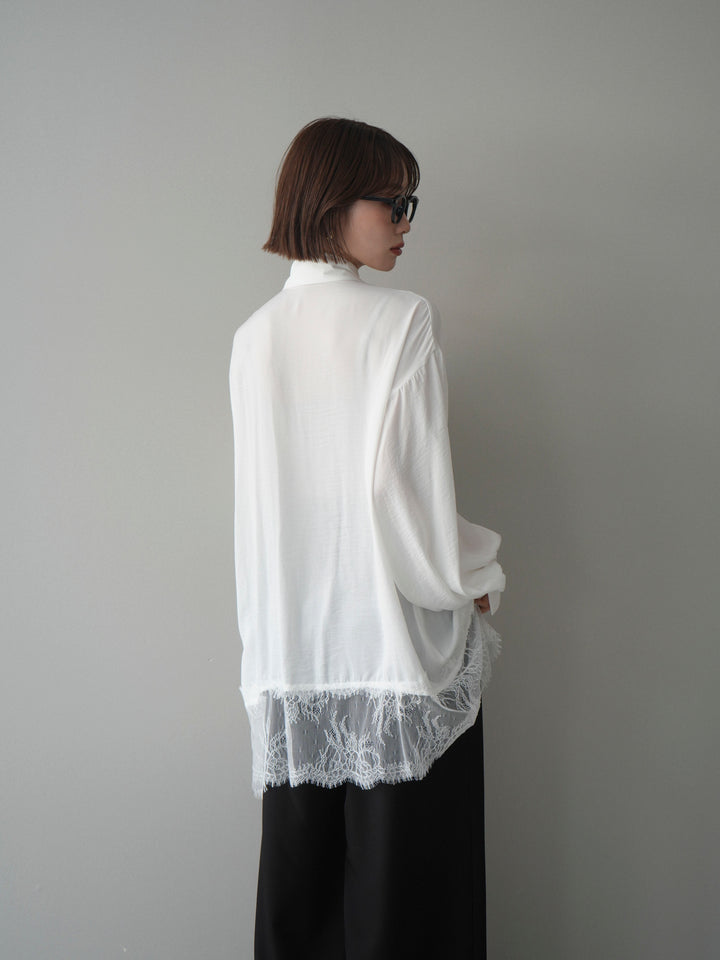 [予約]レースヘムボウタイブラウス/white