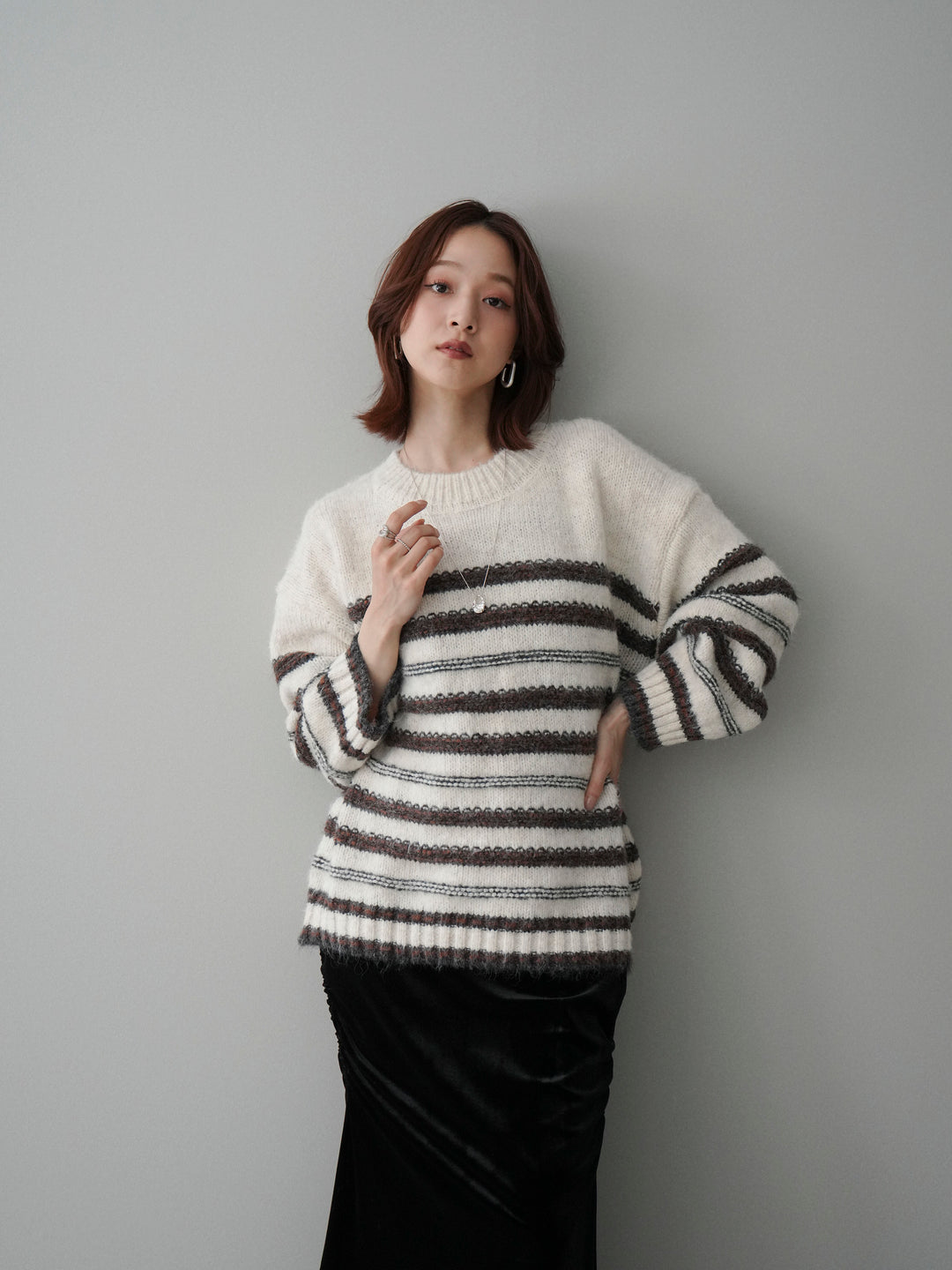 [SET]ステッチボーダーニットプルオーバー+ステッチボーダーニットプルオーバー(2set)