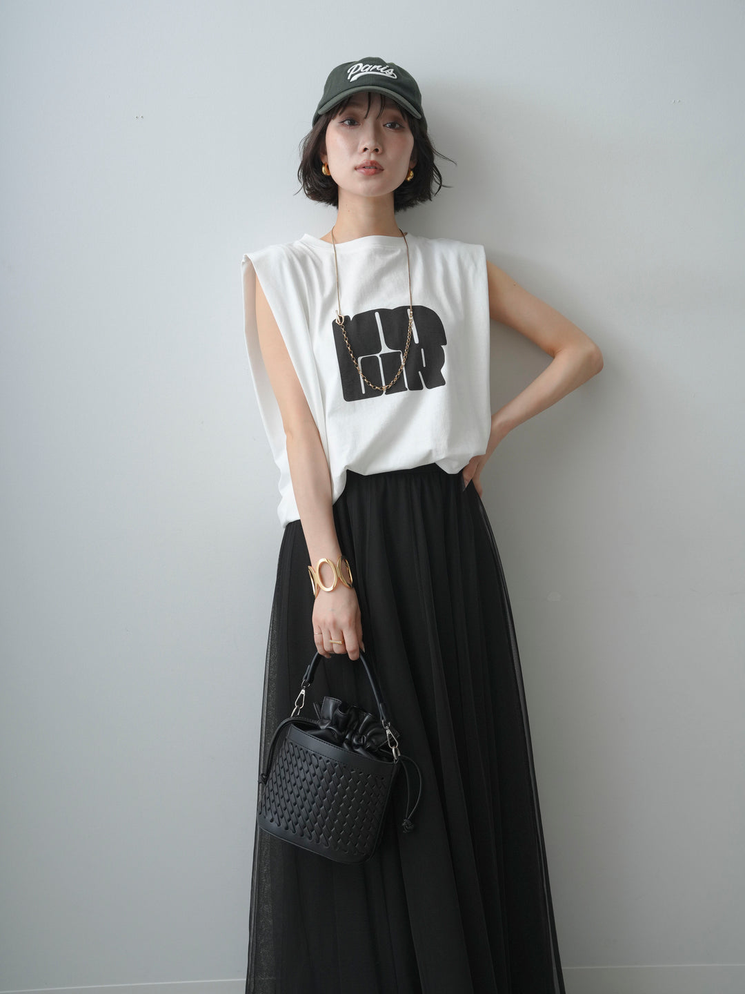 [先行販売！]ショルダータックノースリーブオーバーTEE+ショルダータックノースリーブオーバーTEE(2set)