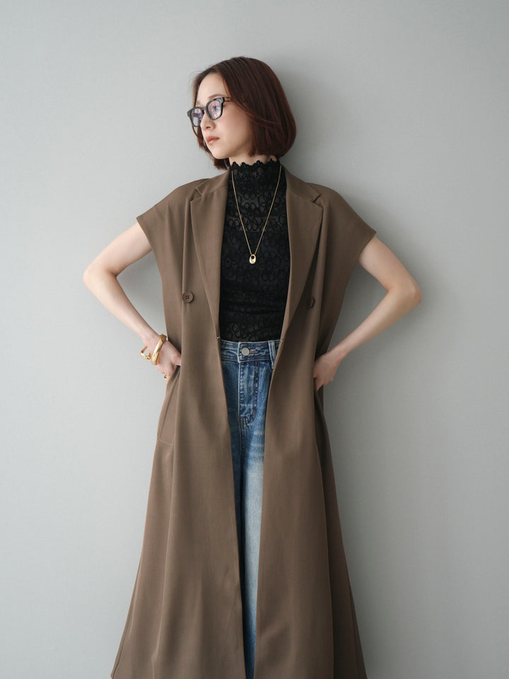[予約]フレンチスリーブロングジレ/brown