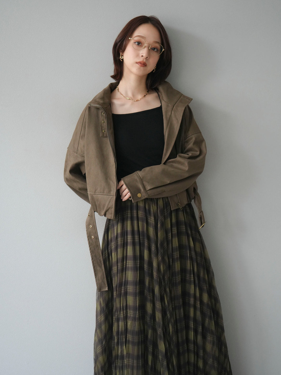 [予約]スエードバルーンショートブルゾン/khaki