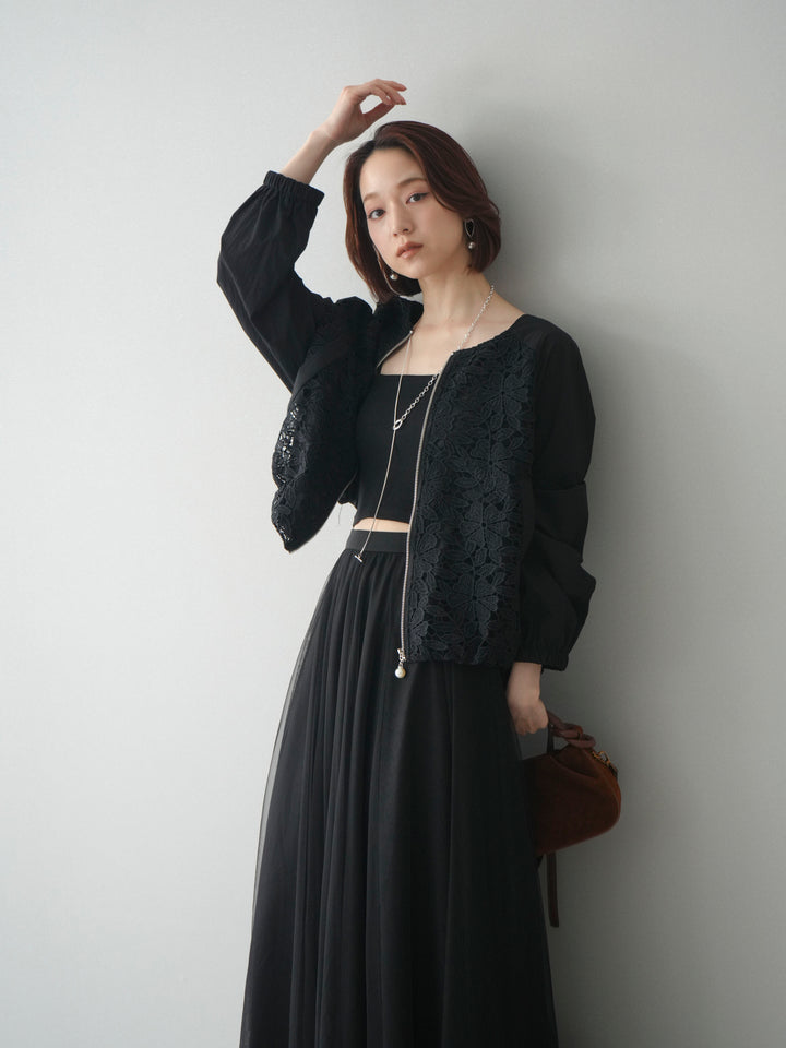 [SET]レースドッキングブルゾン+選べるアクセセット(2set)