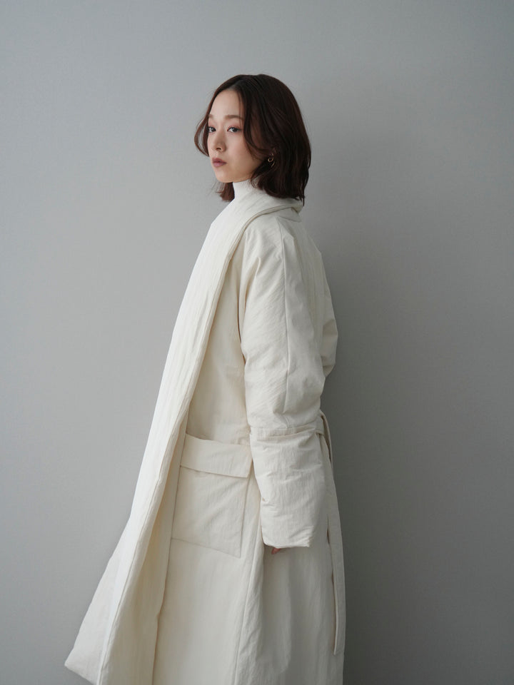 [SET]ロングダウンコート+袖ボタンボトルネックリブニットトップス(2set)