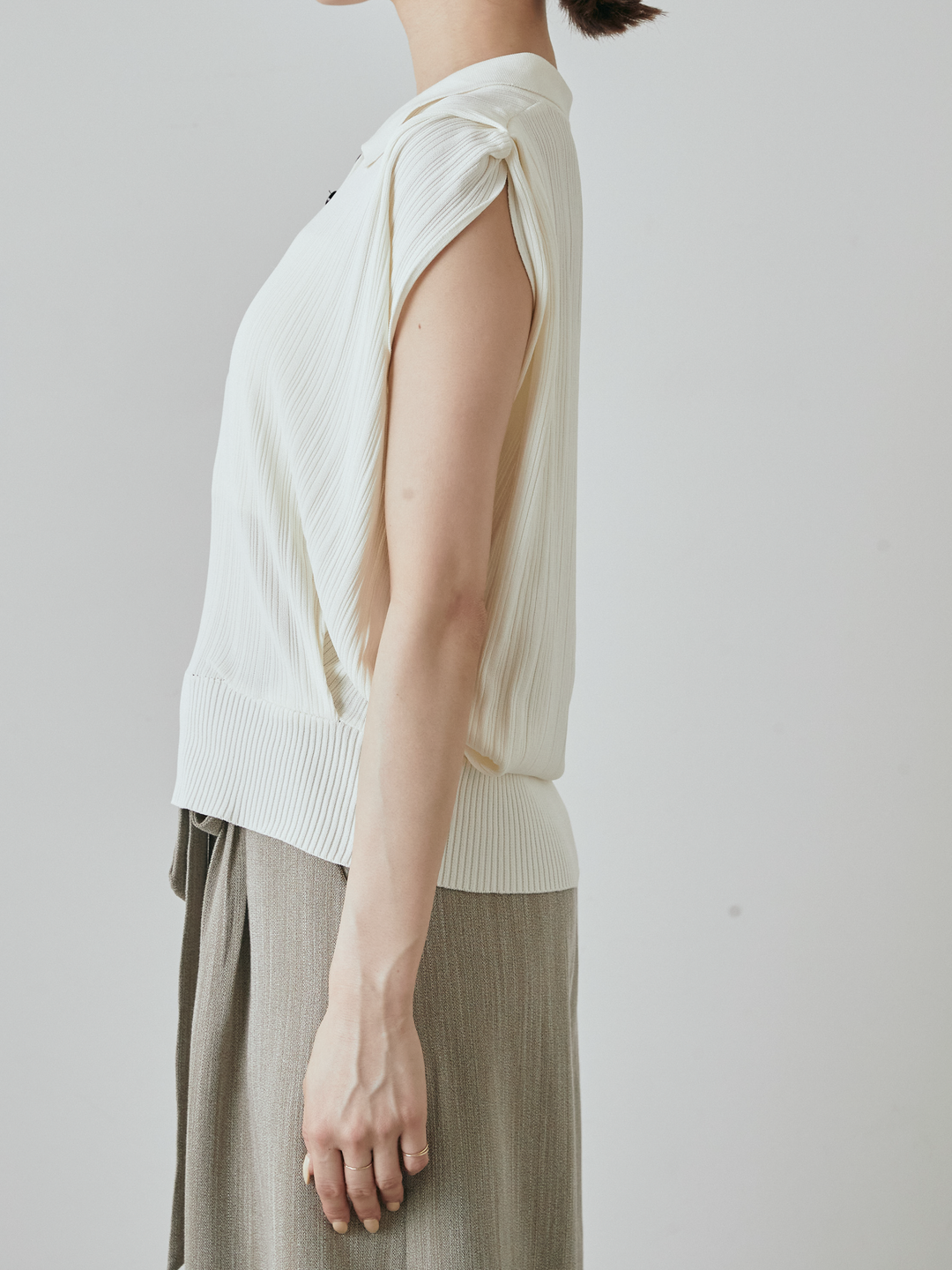 [予約]ランダムリブポロニットベスト/オフ