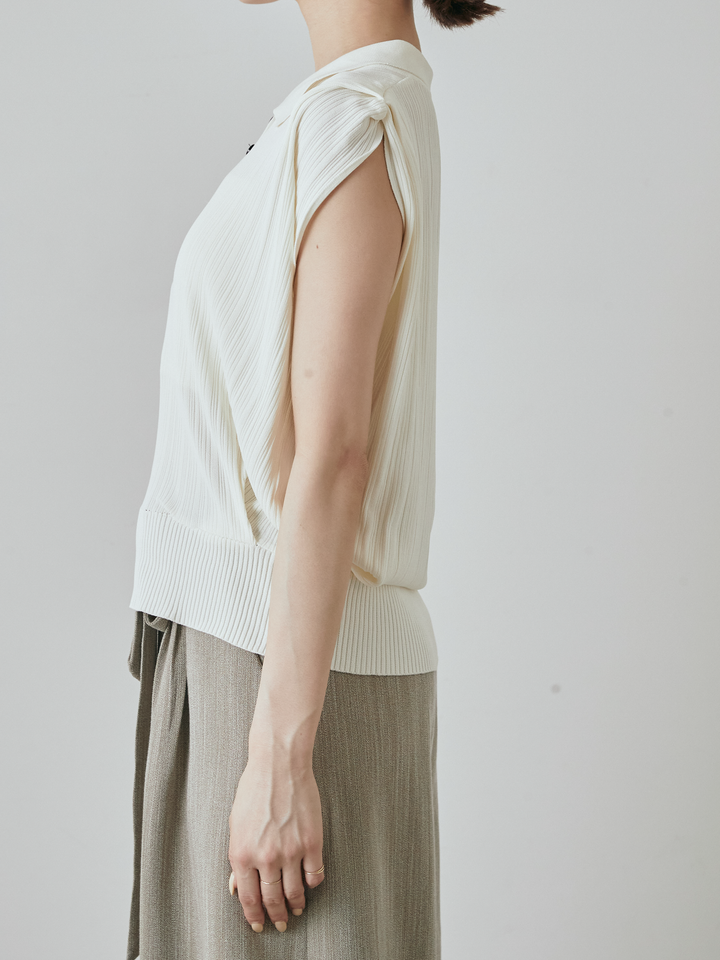 [予約]ランダムリブポロニットベスト/オフ