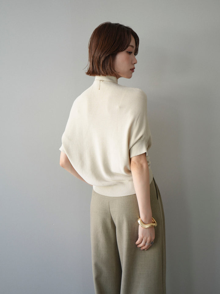 [予約]ボトルネックロールアップ半袖ニット/beige