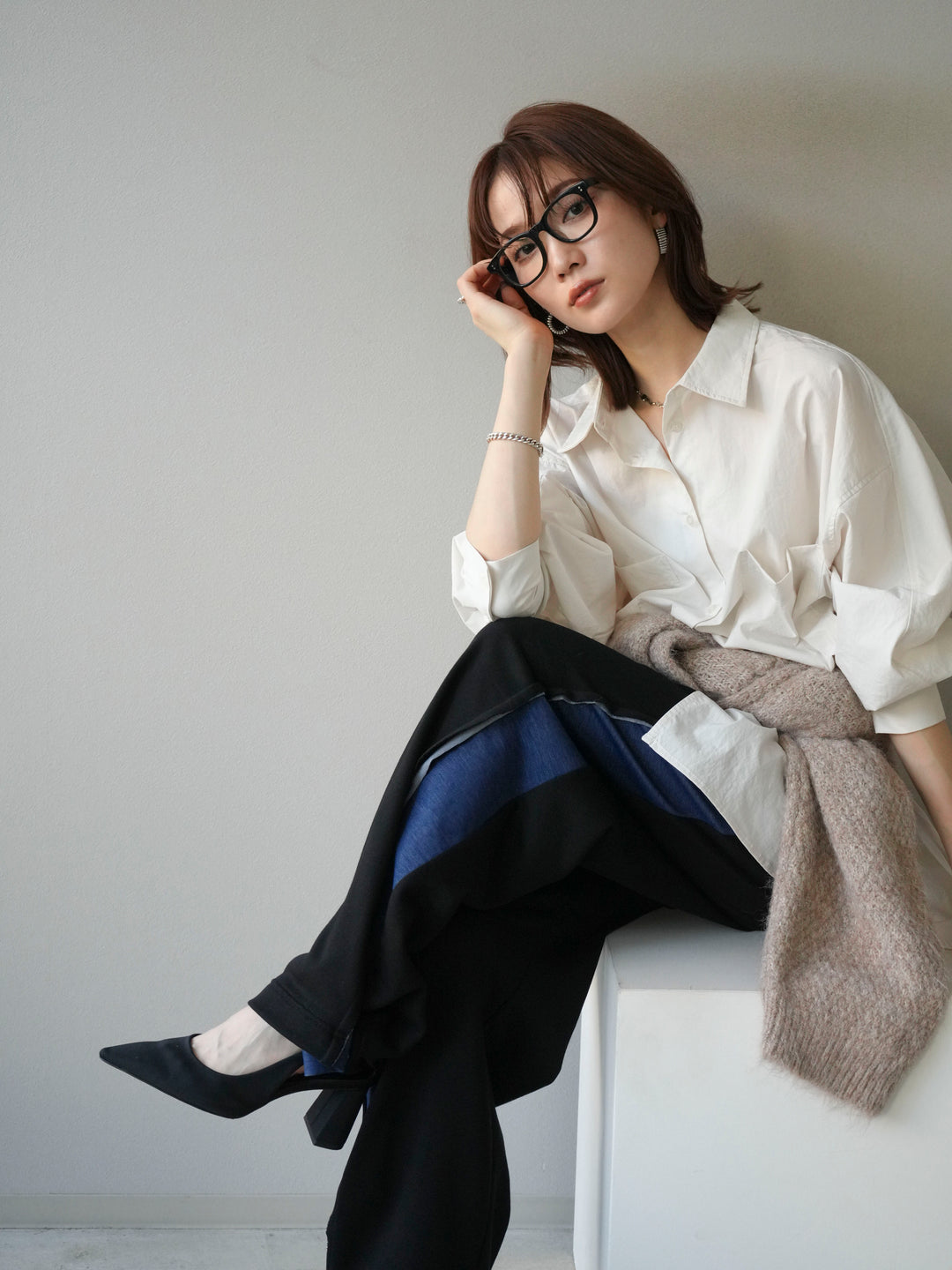 [予約]コットンライクオーバーシャツ/オフ