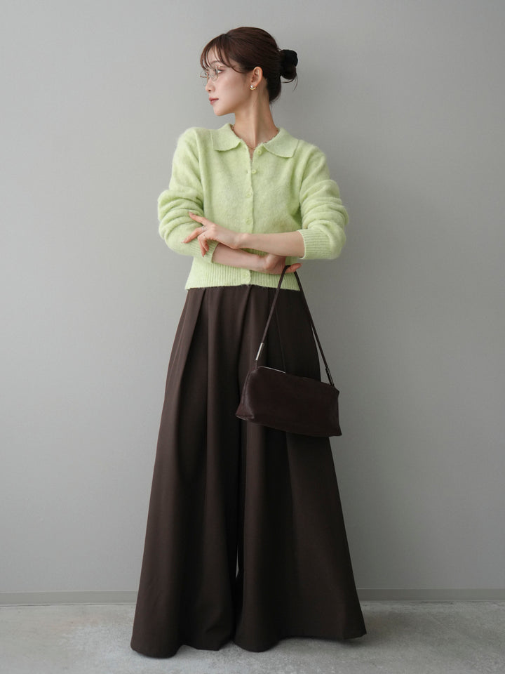 [予約]モヘア衿付きボタンプルオーバー/lime