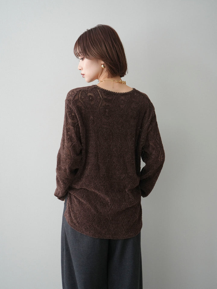 [SET]モール透かし編みニットトップス+モール透かし編みニットトップス(2set)