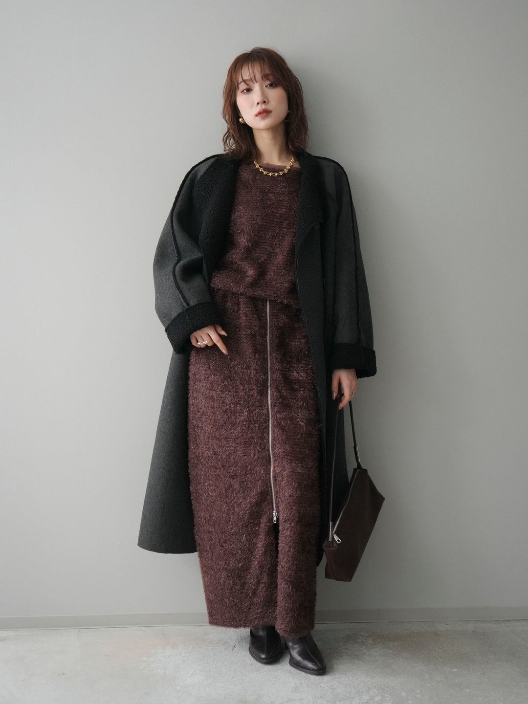 [予約]アウトシーム裏ボアコート/black