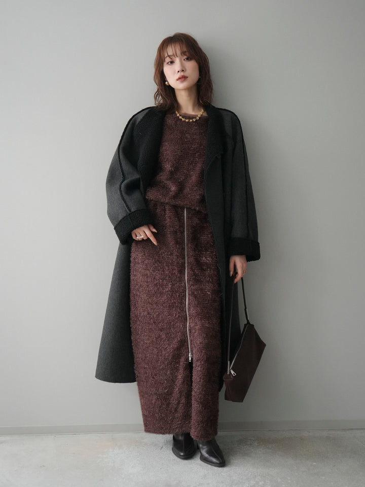 [予約]アウトシーム裏ボアコート/black