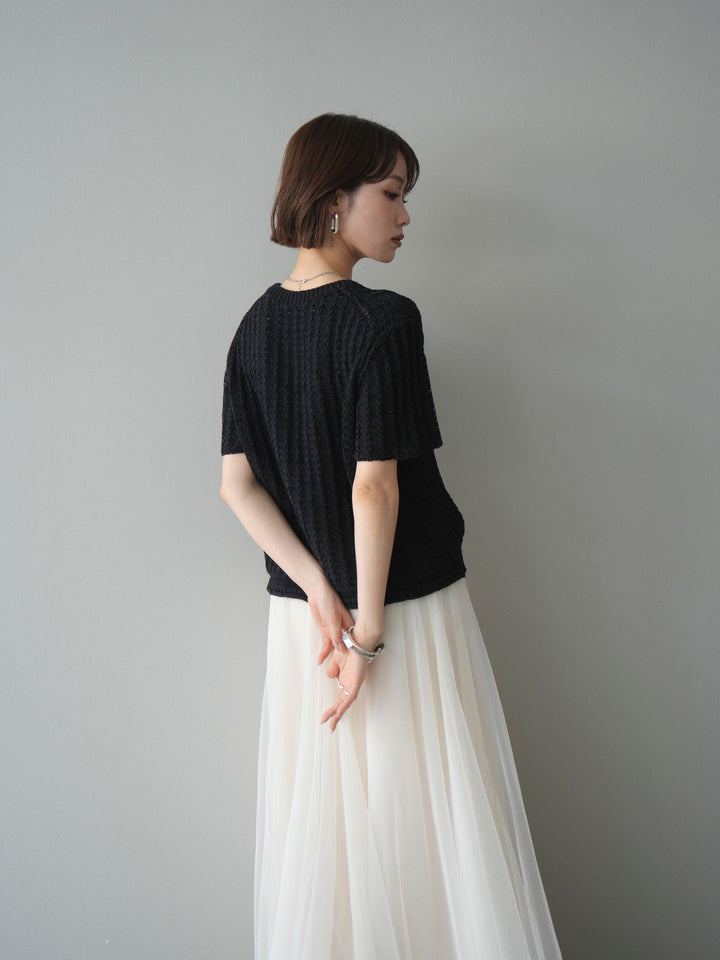 [予約]テクスチャーリブサマーニットプルオーバー/black