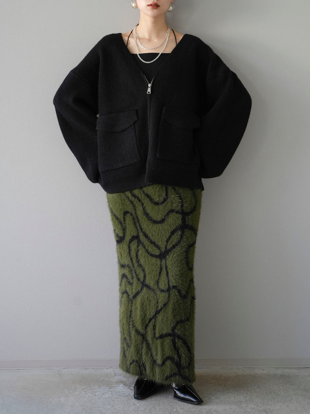 [預訂] Line 毛絨針織裙/卡其色