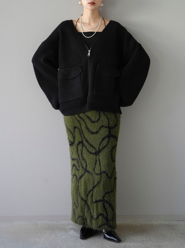 [預訂] Line 毛絨針織裙/卡其色