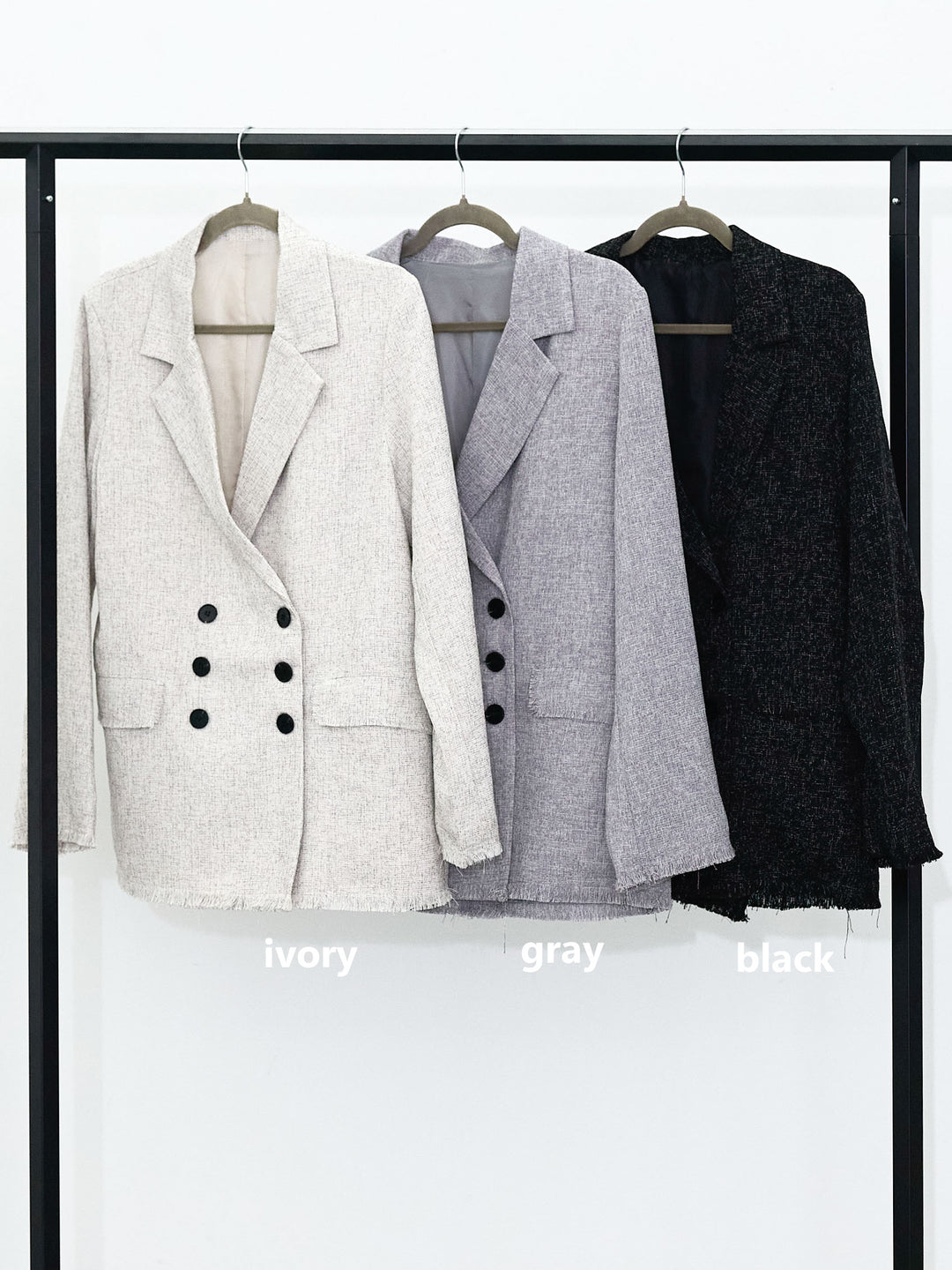 【Allure】[SET]スラブツイードフリンジテーラージャケット+裾レースポプリンシャツ(2set)