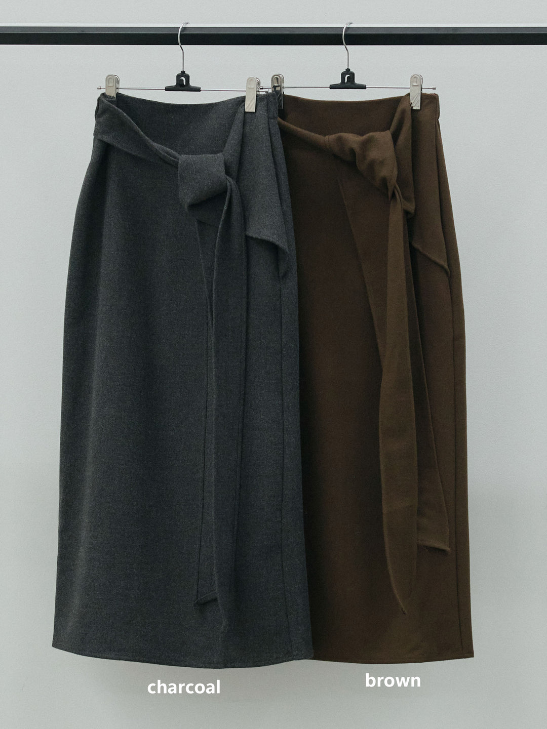 【Allure】[SET]モヘアタッチクロップドニットプルオーバー+ウールタッチウエスト巻きスカート(2set)