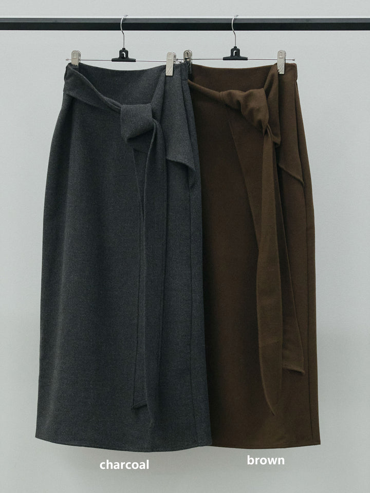 【Allure】[SET]モヘアタッチクロップドニットプルオーバー+ウールタッチウエスト巻きスカート(2set)