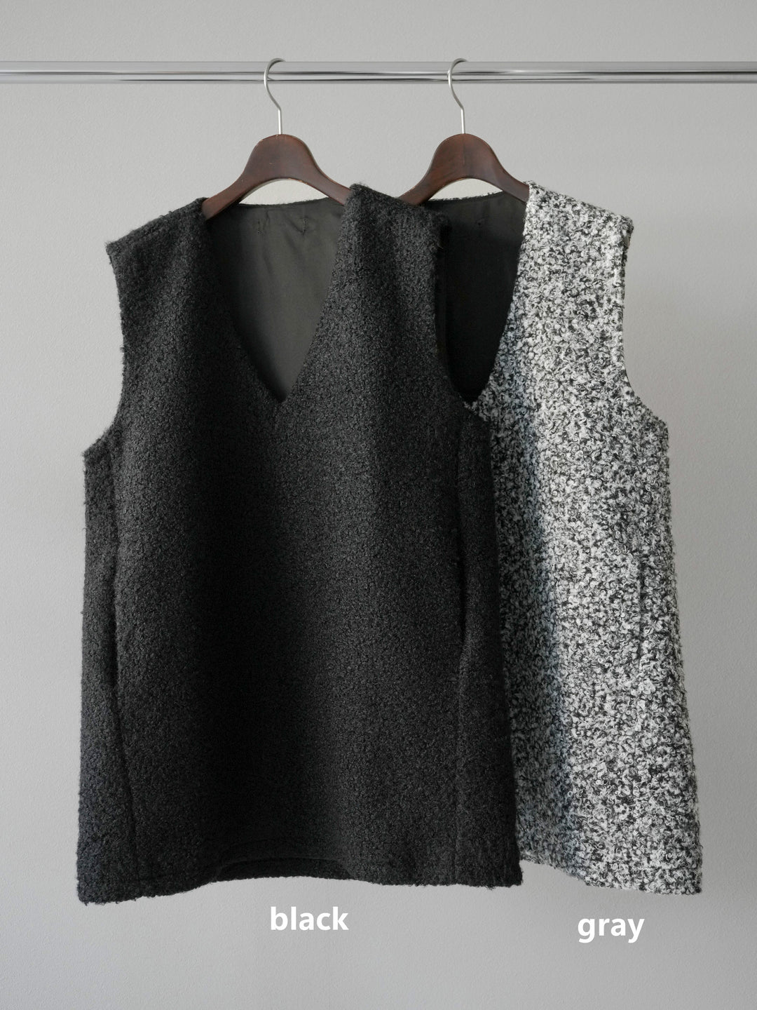 [SET]ミックスループヤーンニットミニワンピース+袖ボタンボトルネックリブニットトップス(2set)