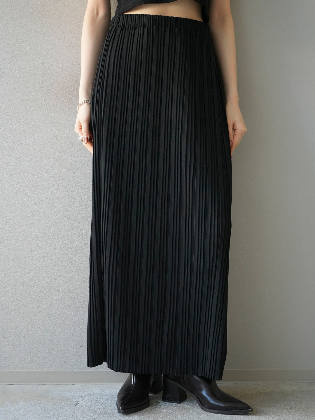 [予約]プリーツIラインスカート/black