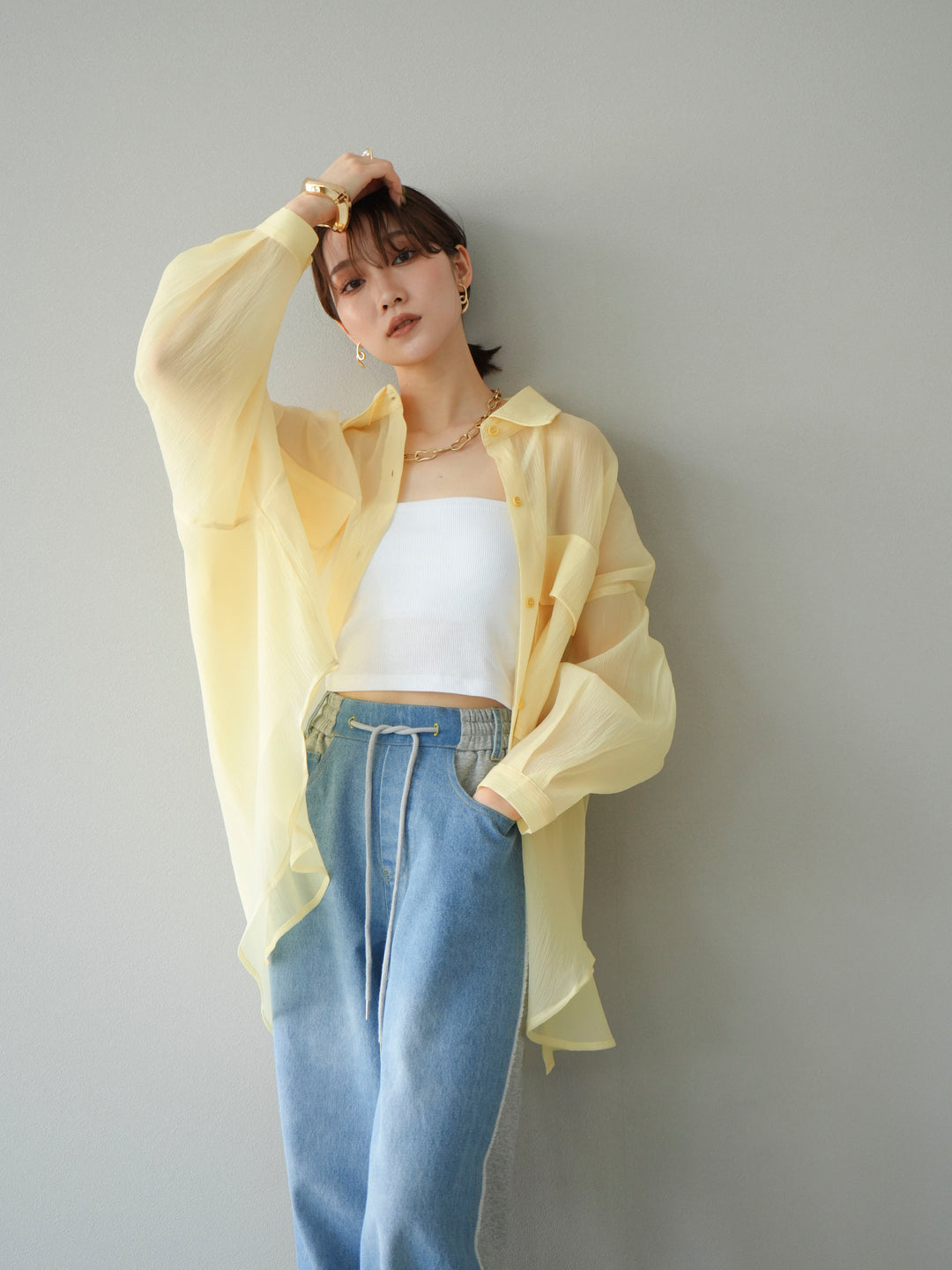 [予約]BIGポケットオーバーシアーシャツ/ライトイエロー