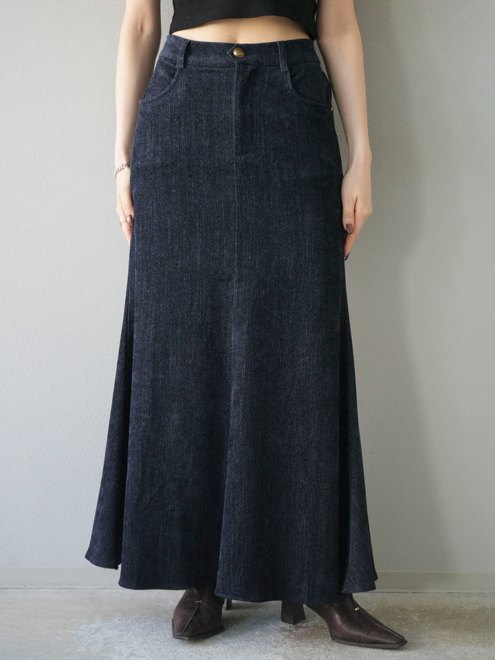 [予約]ベルベットマーメイドスカート/navy