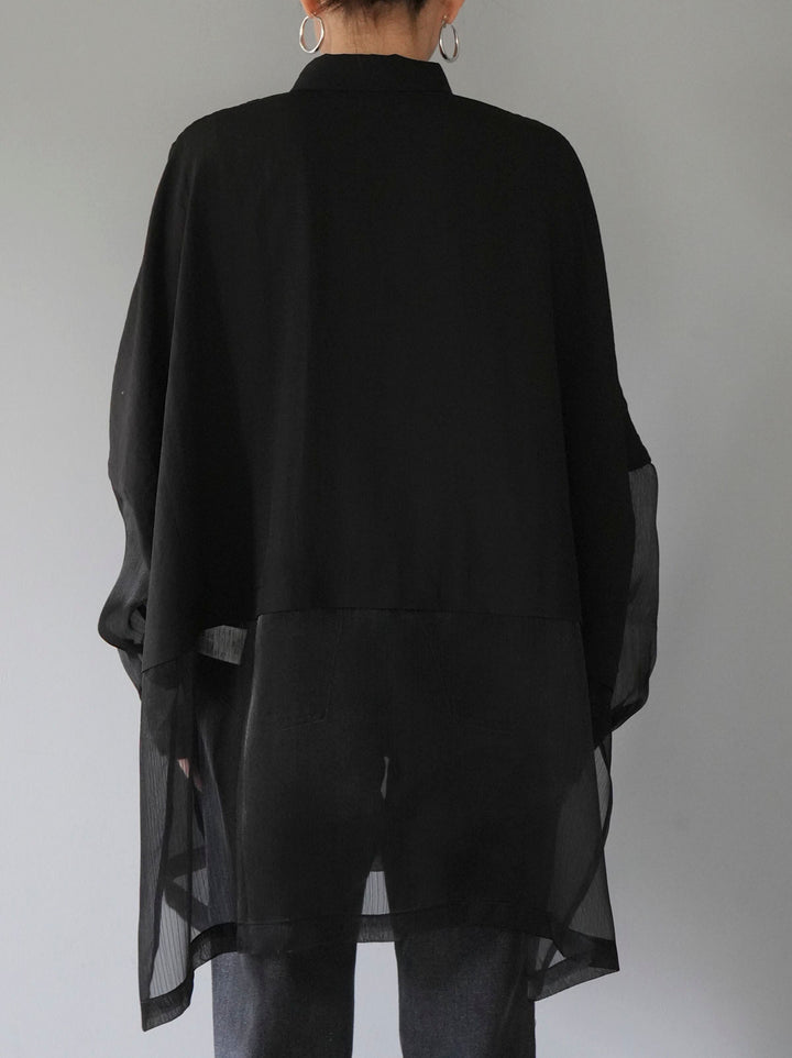 [Pre-order] Mixed-material dolman shirt/black
