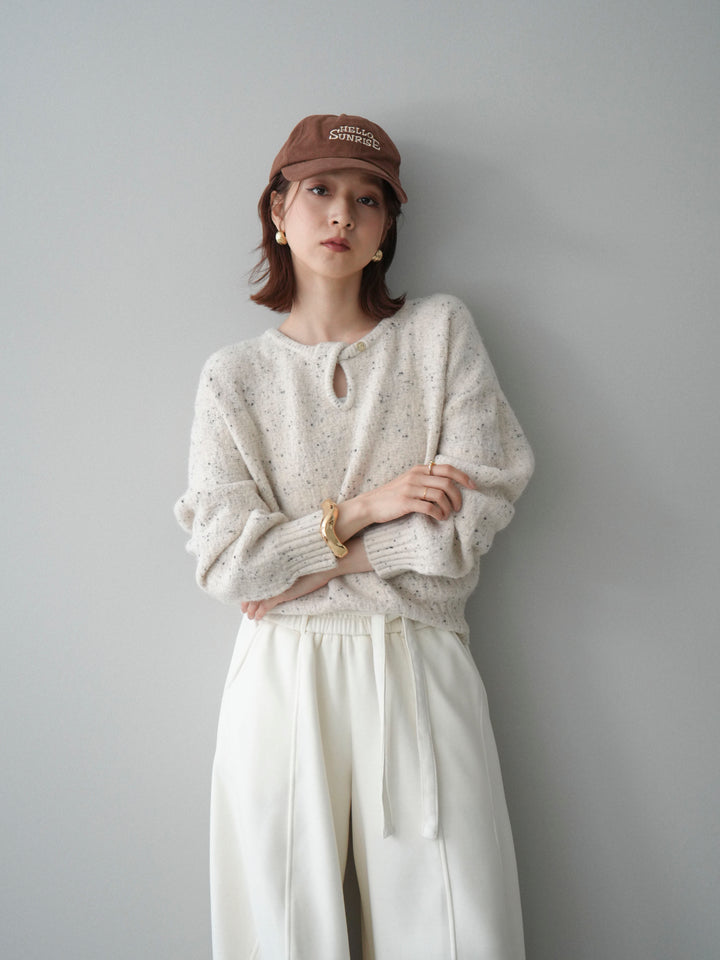 [予約]ツイストネックラメネップヤーンニットプルオーバー/ivory