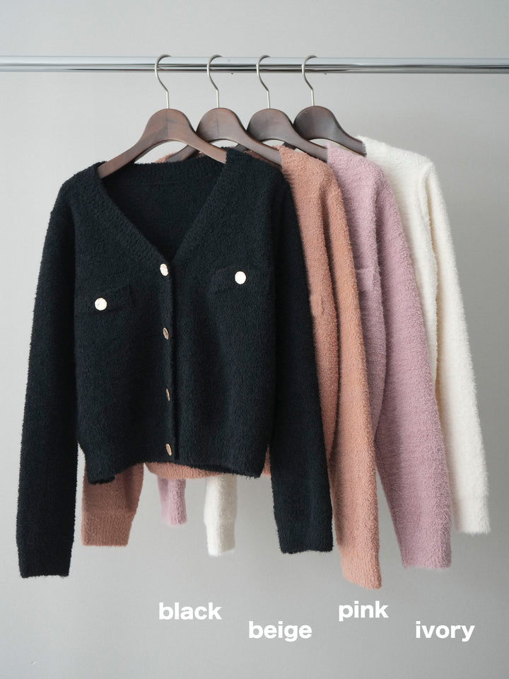 [SET]ゴールドボタンモールニットカーディガン+ベルトループデザインワイドパンツ(2set)