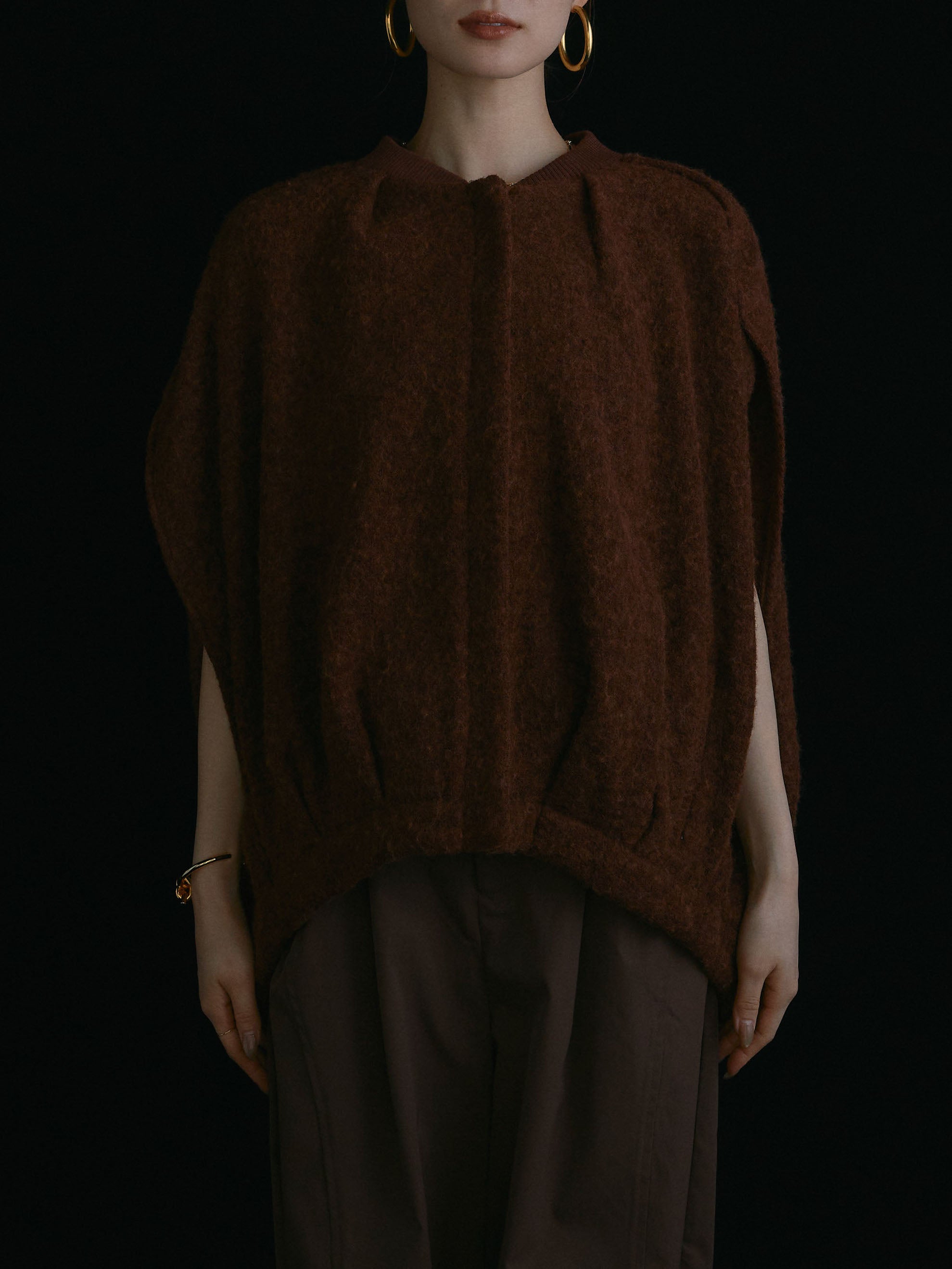 予約]ウール混コクーンブルゾン/ブラウン – Lumier