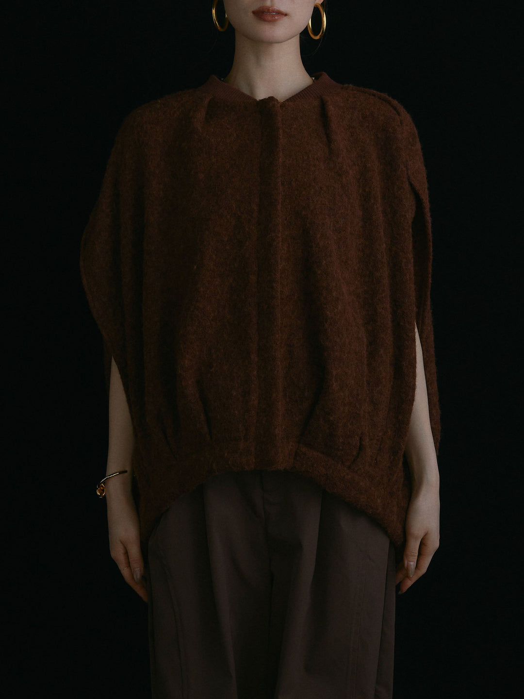 [予約]ウール混コクーンブルゾン/ブラウン