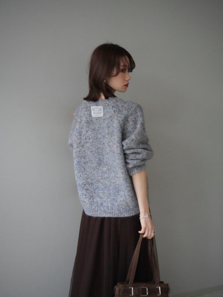 【預購】Logo標籤混紡紗線針織套頭衫/紫色